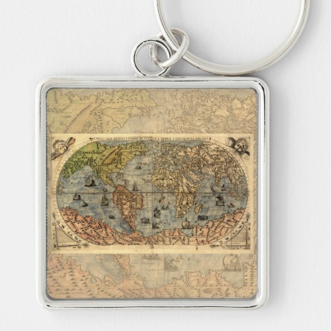 1565 Forlani AntiquevWeltkarte Renaissance Schlüsselanhänger (Vorne)