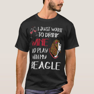 156 Wein trinken und mit meinem Beagle spielen T-Shirt