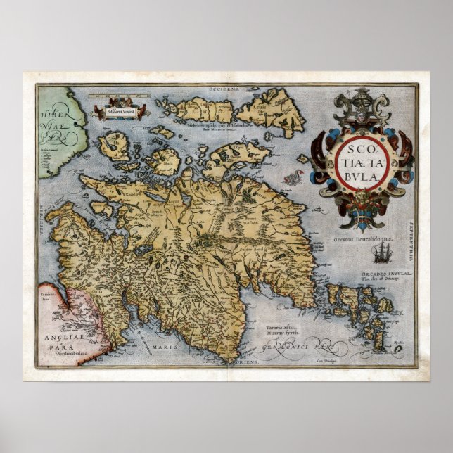 1580 Scotland Map Poster (Vorne)