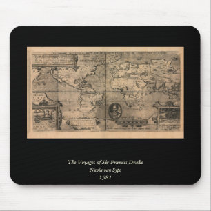 1581 Antique World Map von Nicola van Sype Mousepad