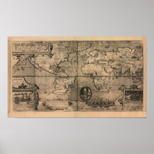 1581 Antique World Map von Nicola van Sype Poster