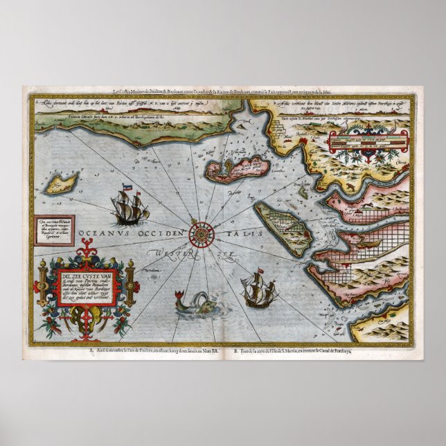 1586 Französische Küstenkarte Poster (Vorne)