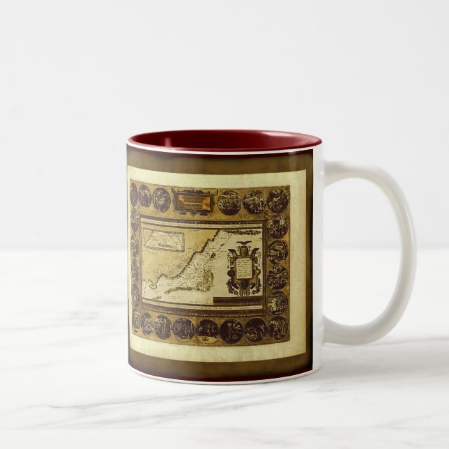 1586 Patriarch Abraham Antique Map Series Zweifarbige Tasse (Rechts)