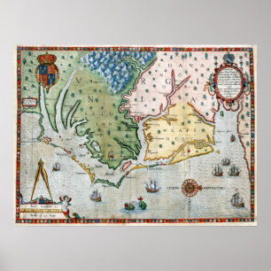 1590 Virginia Karte Poster
