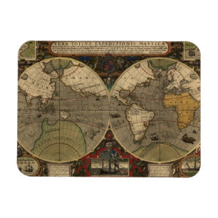 1595 Historische Weltkarte von Jodocus Hondius Magnet