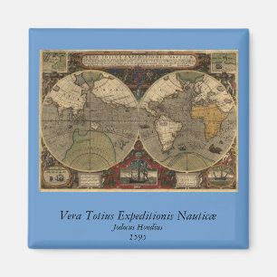 1595 Historische Weltkarte von Jodocus Hondius Magnet