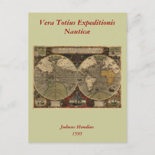 1595 Historische Weltkarte von Jodocus Hondius Postkarte