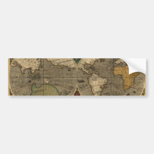 1595 Vintage Weltkarte durch Jodocus Hondius Autoaufkleber