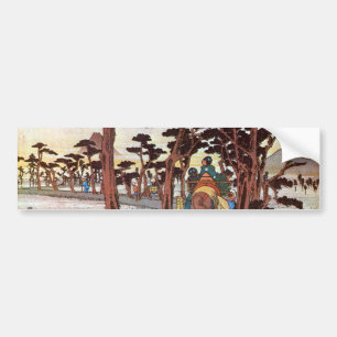 15. 吉 原 宿, 広 Yoshiwara-juku, Hiroshige, Ukiyo-e Autoaufkleber