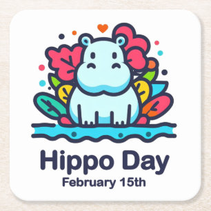 15.02. Hippo-Tag Rechteckiger Pappuntersetzer