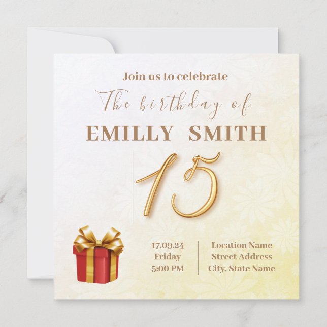 15 Anniversaire Invitation (Devant)