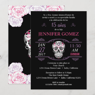 15 Años Quinceañera Birthday Sugar Skull Invite Einladung