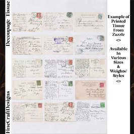 15 authentische Vintage-Postkartenrückseiten ET2 D Seidenpapier