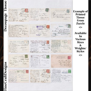 15 authentische Vintage-Postkartenrückseiten ET2 D Seidenpapier