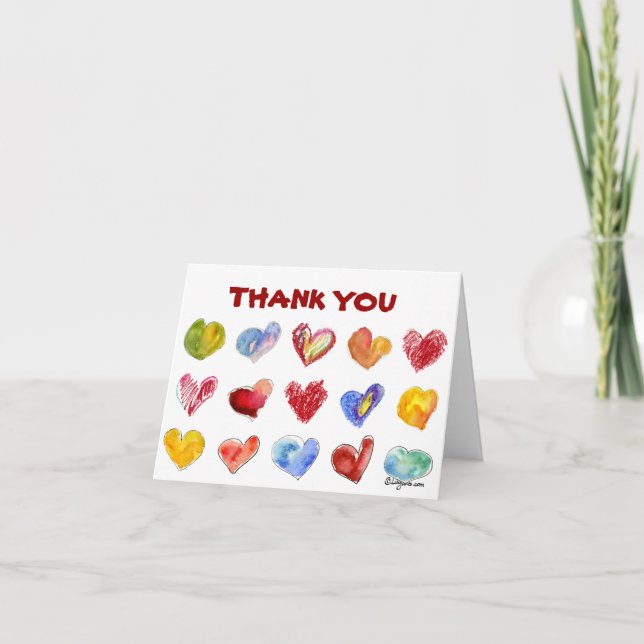 15 cartes de remerciements de coeurs d'amour (Devant)