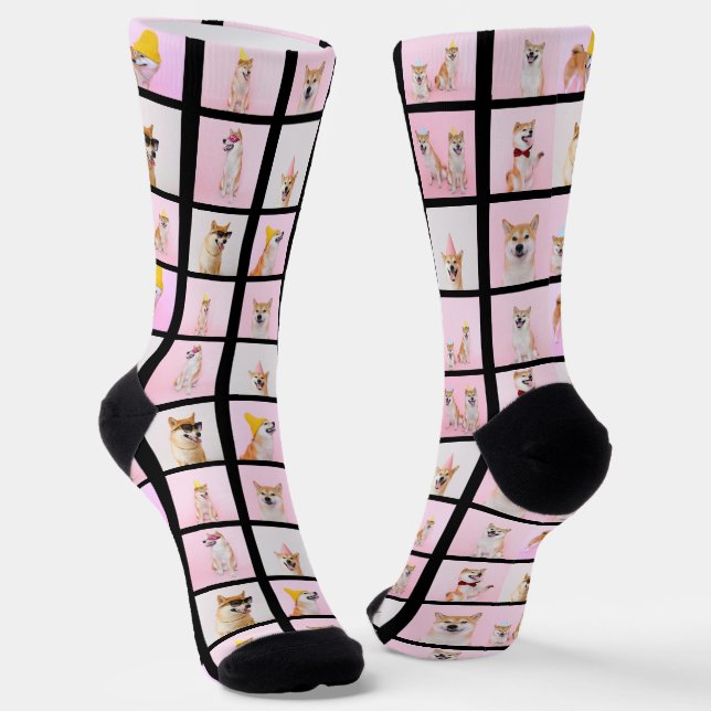 15 Collage Fun Foto Geschenk Custom Personalisiert Socken (Gewinkelt)