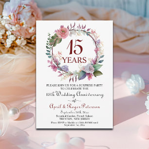 15. Crystal Überraschung Hochzeitsjubiläum Floral Einladung