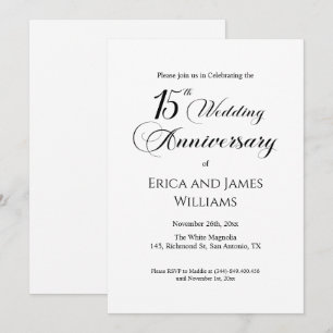 15. Crystal Wedding Anniversary Elegantes Skript Einladung