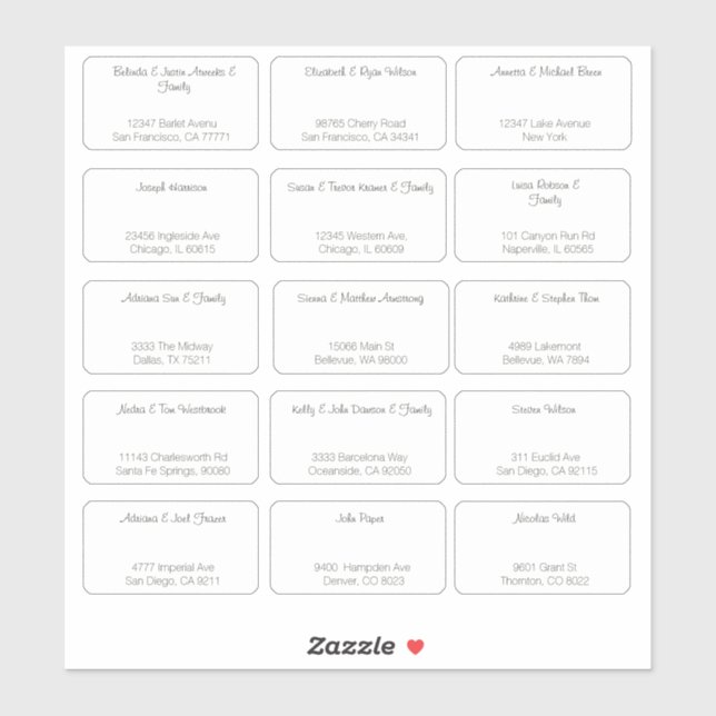 15 Einfache persönliche Adresse eines Hochzeitgäst Aufkleber (Blatt)