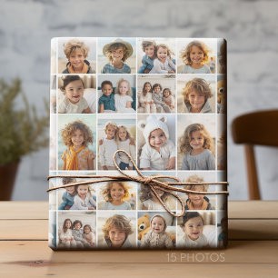 15 Foto Collage Grid - weißer Hintergrund Geschenkpapier