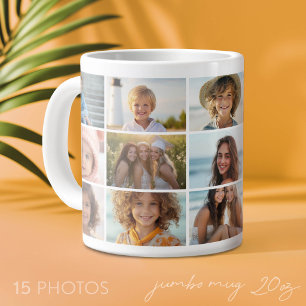 15-Foto-Collage-Raster - Moderne minimale Weiße Jumbo-Tasse