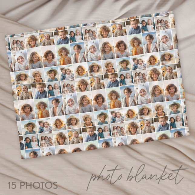 15-Foto-Collage-Raster - Muster überall Fleecedecke (Photo Blanket - Personalize with Your Photos)