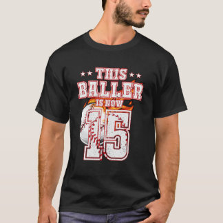 15. Geburtstag Baseball Lover Vintag Grafik für B T-Shirt