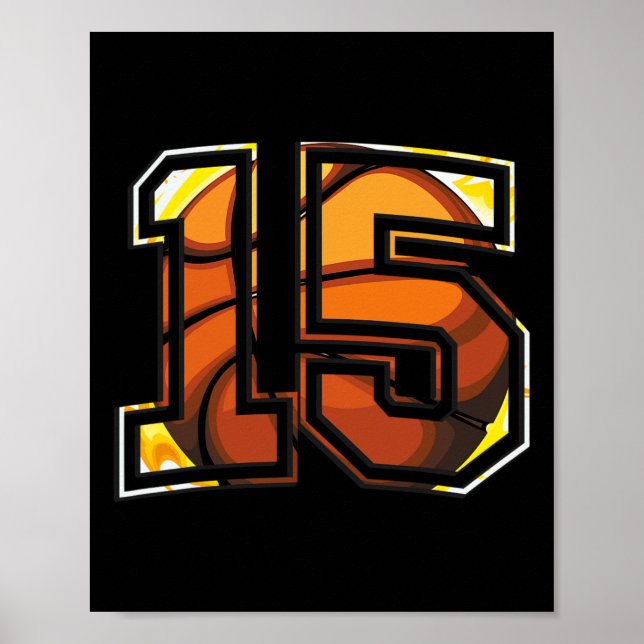 15. Geburtstag Basketball Geschenk für Spielernumm Poster (Vorne)