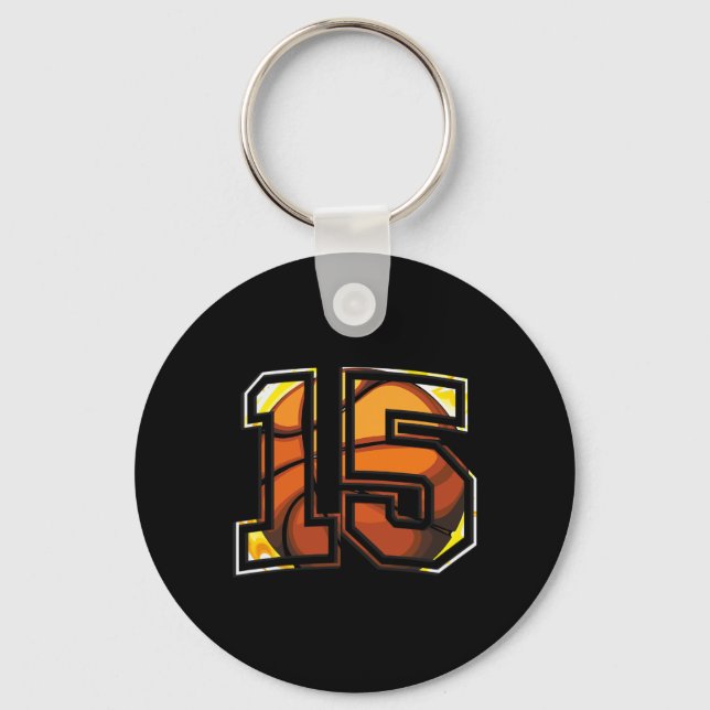 15. Geburtstag Basketball Geschenk für Spielernumm Schlüsselanhänger (Vorderseite)