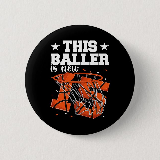 15. Geburtstag Basketballjungen Button (Vorderseite)