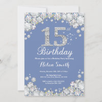 15. Geburtstag Blau und Silver Diamond