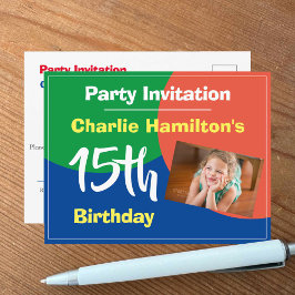 15. Geburtstag Einladung mit Foto Postkarte