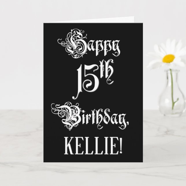 15. Geburtstag: Extravagant, elegant, Script + Ind Karte (Kleine Pflanze)