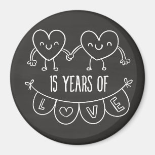 15. Geburtstag Geschenk Chalk Herzen Magnet