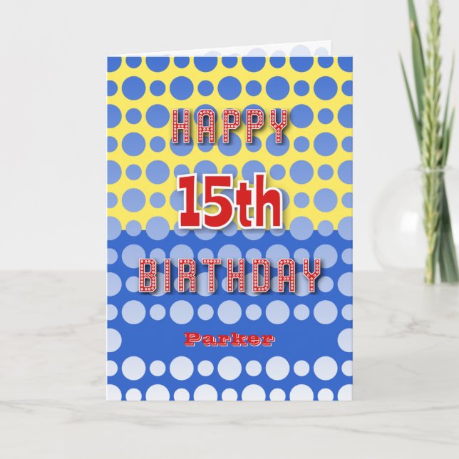 15. Geburtstag hinzufügen Namenskreismuster Karte (Vorderseite)