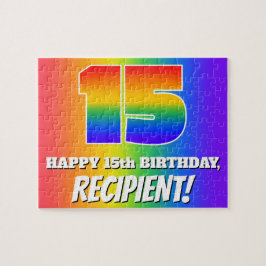 15. Geburtstag — mehrfarbiges Regenbogenmuster "15