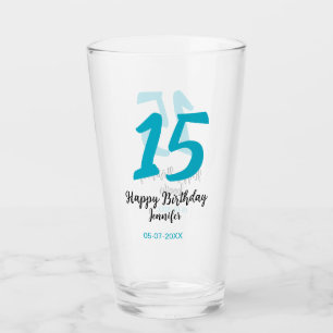 15. Geburtstag quiencenera fügen Datum Jahr blauen Glas