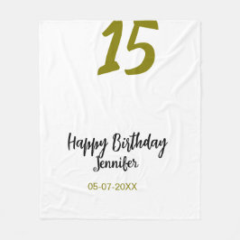 15. Geburtstag quiencenera fügen Datum Jahr golden Fleecedecke