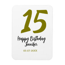 15. Geburtstag quiencenera fügen Datum Jahr golden Magnet