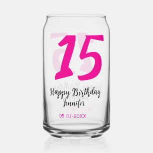 15. Geburtstag quiencenera fügen Datum Jahr rosa T Dosenglas