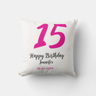15. Geburtstag quiencenera fügen Datum Jahr rosa T Kissen