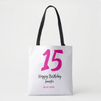 15. Geburtstag quiencenera fügen Datum Jahr rosa T