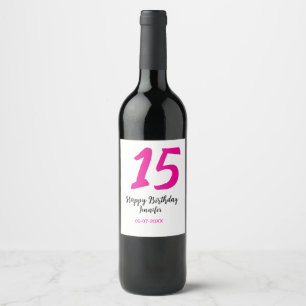 15. Geburtstag quiencenera fügen Datum Jahr rosa T Weinetikett
