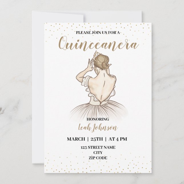 15. Geburtstag Quinceanera Einladung (Vorderseite)