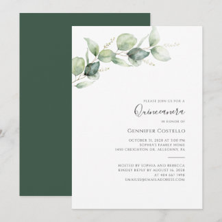 15. Geburtstag Quinceanera Eucalyptus Foliage Invi Einladung