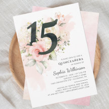 15. Geburtstag Quinceanera Rustikale Wasserfarbe