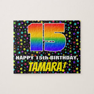 15. Geburtstag — Spaß, farbenfrohe Sternenweltenmu
