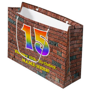 15. Geburtstag: Spaß, Graffiti-Inspiriert Regenbog Große Geschenktüte