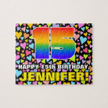 15. Geburtstag — Spaß, Liebende Herzformen + "15"