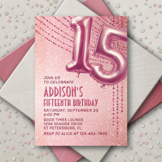 15. Geburtstag Teen Girl Rose Gold Einladung
